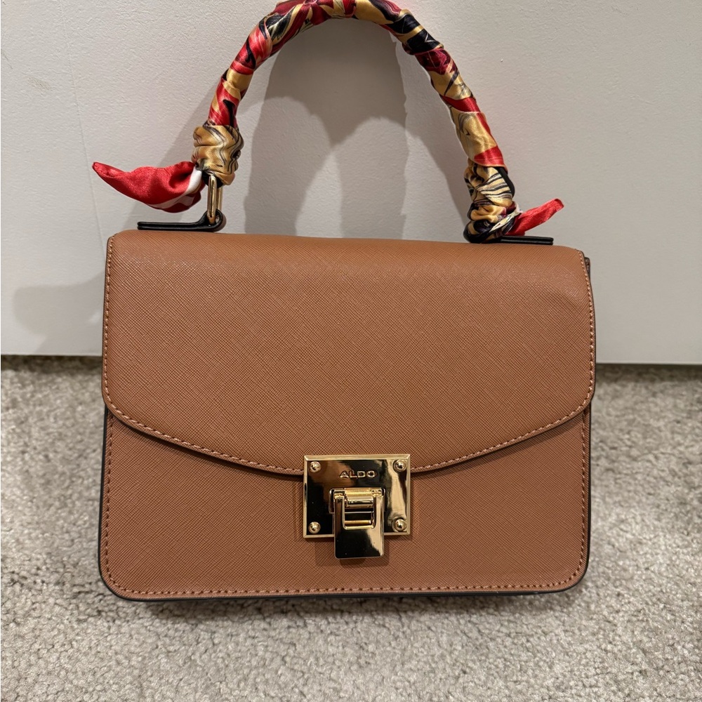 Aldo Brown Satchel with Gold Accents